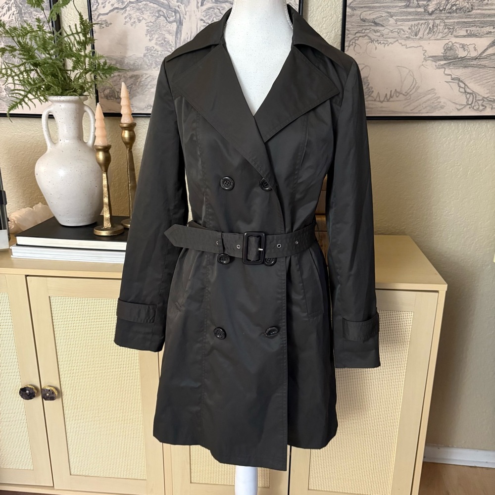 MAXMARA Green Double Breasted Belted Trench Coat Size Large